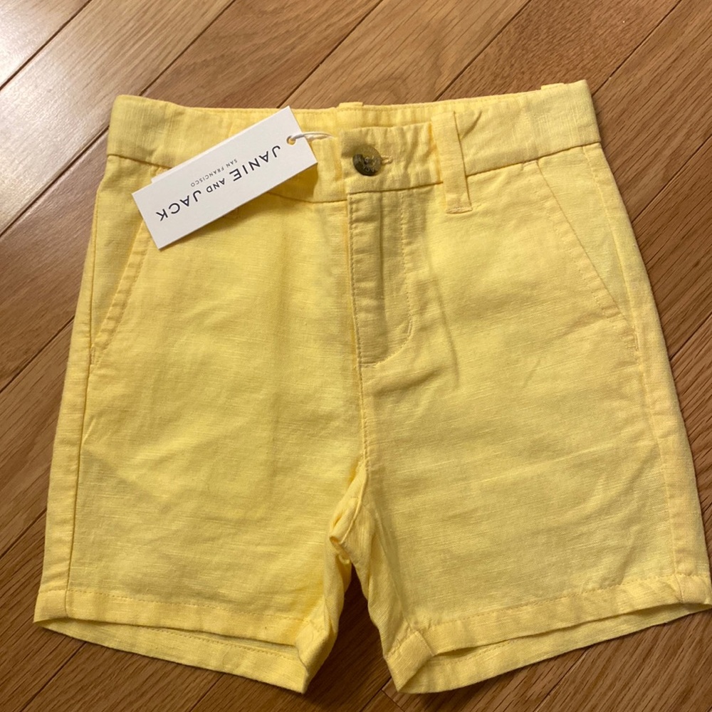 NWT Janie and Jack yellow linen boy shorts 12-18M